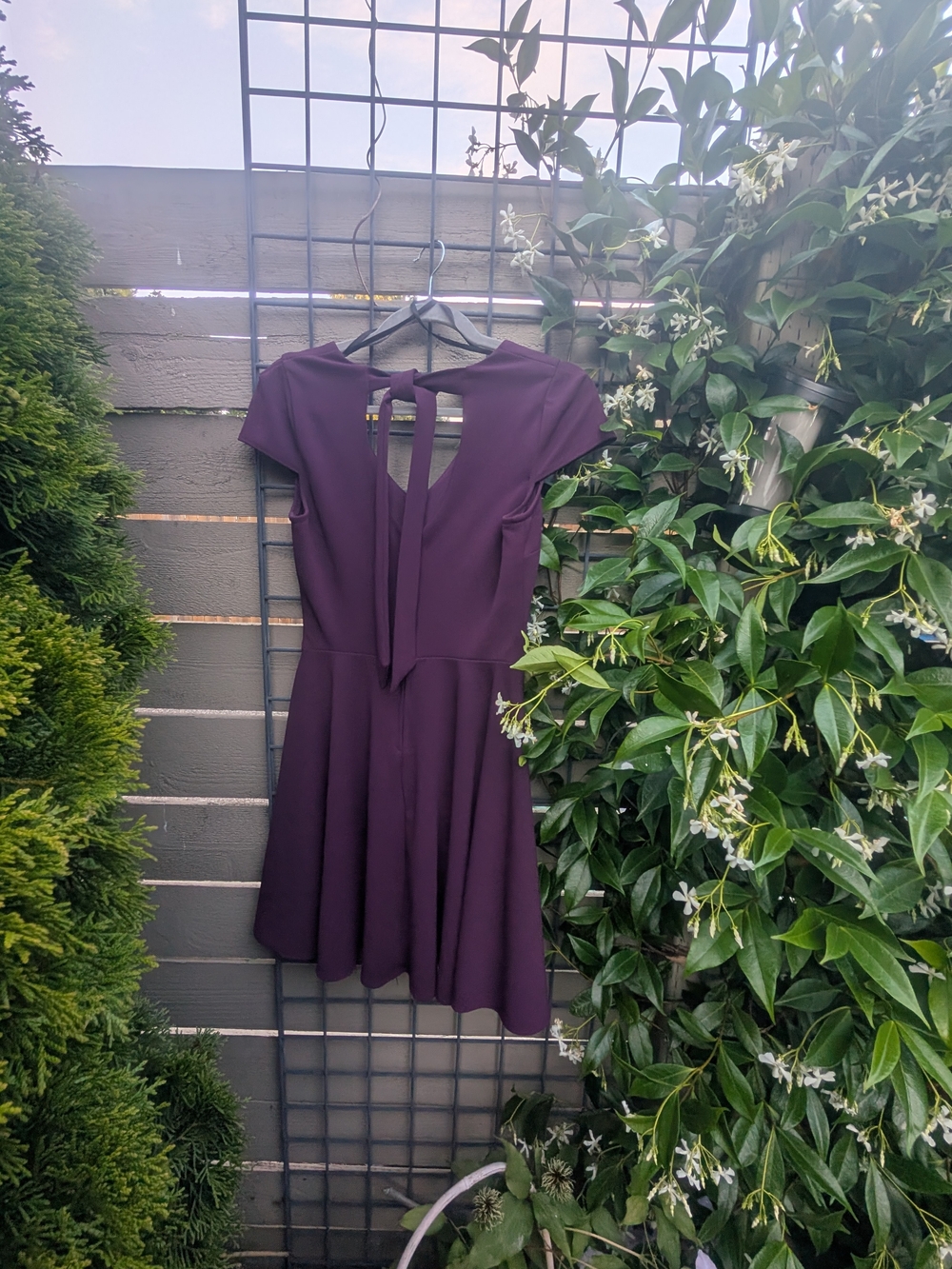 B Darlin Plum Fit-and-Flare Mini Dress with Back Tie
